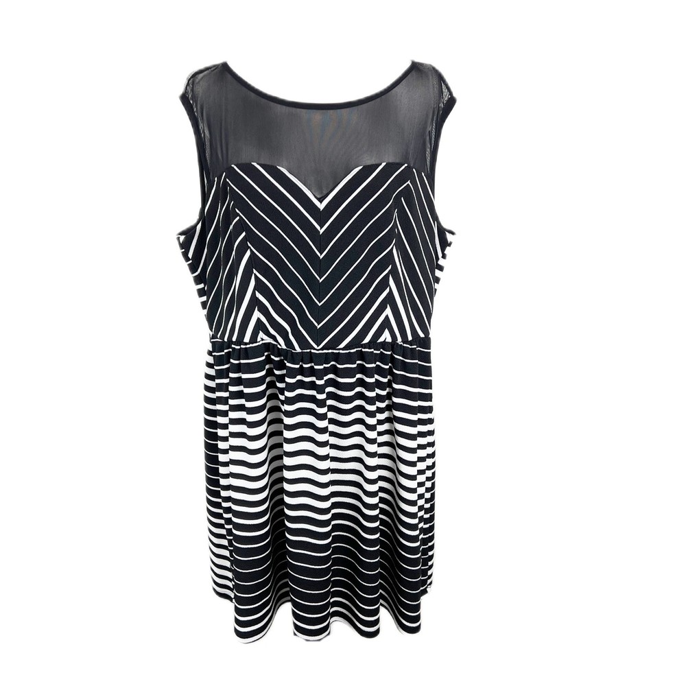 Trixxi Dress Women 22W Plus Size Sleeveless Fit & Flare Mesh Top Knee Length